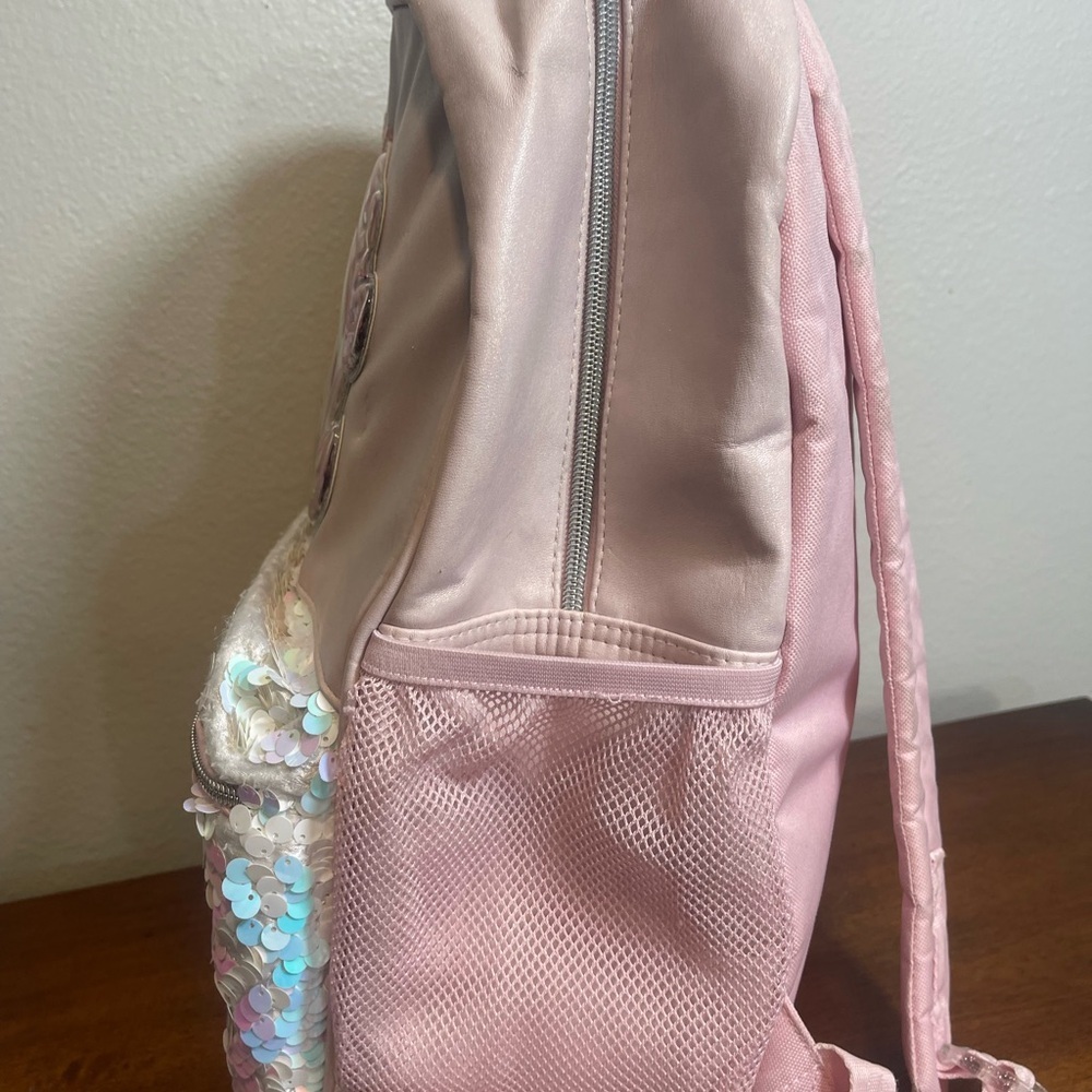 Girls Justice Pink Unicorn Sequin Backpack 16" School Book Bag Kids Reversible - Picture 7 of 12